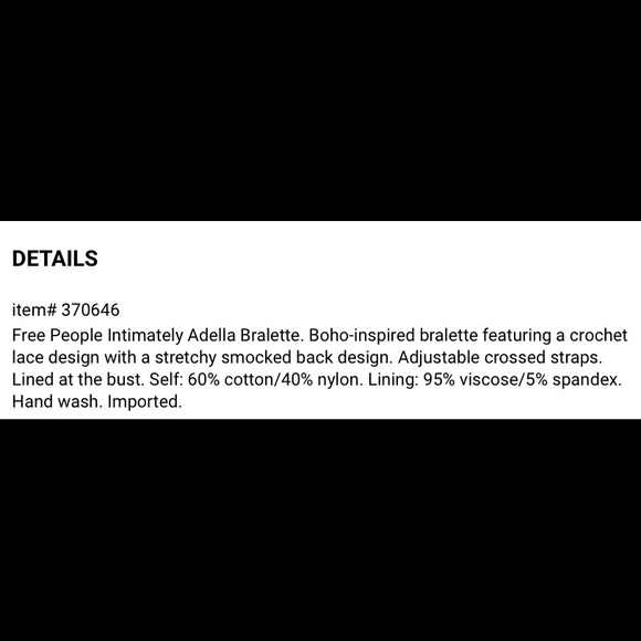 Free People One Adella white bralette - EBay - Picture 12 of 15